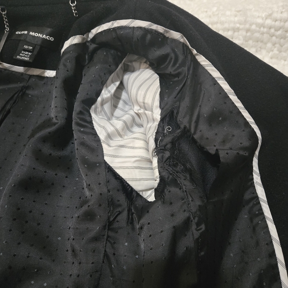 CLUB MONACO Classic Black Women's Trench Coat Wool Blend Size XS - Picture 13 of 16